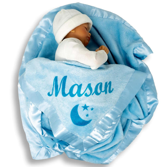 Perfectly Plush Personalized Baby Blanket for Boys - Blue